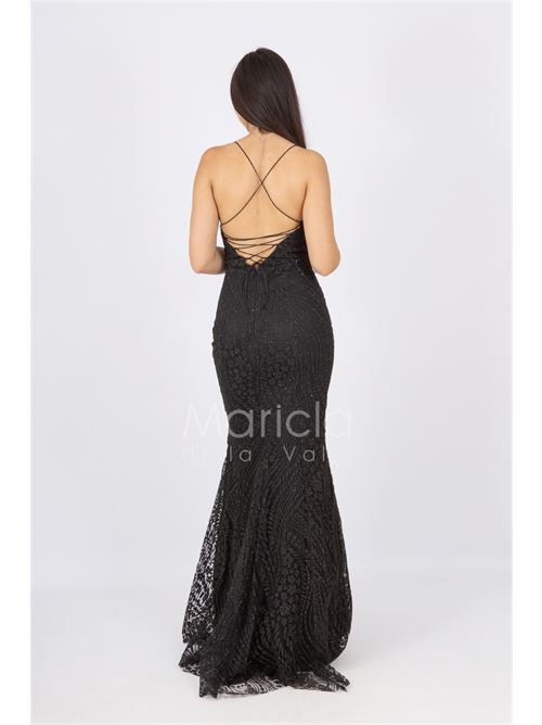 abito luingo paiette incrocio MARICLA ELEGANCE | FI7105NERO
